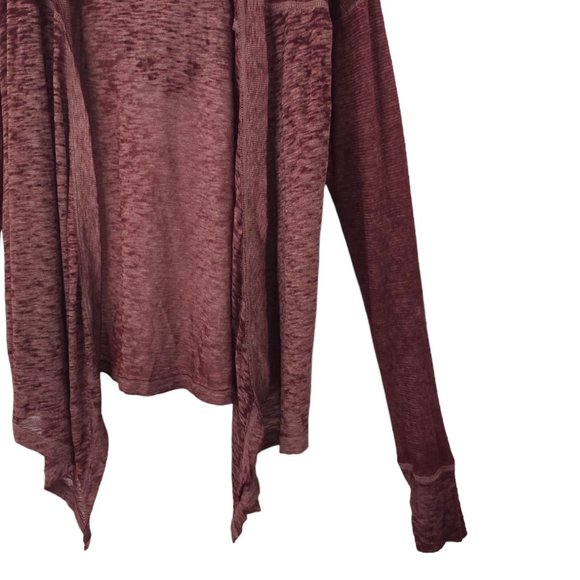 American Eagle Open Front Hooded Cardigan Womens Size S Lightweight Burgundy - Picture 12 of 16